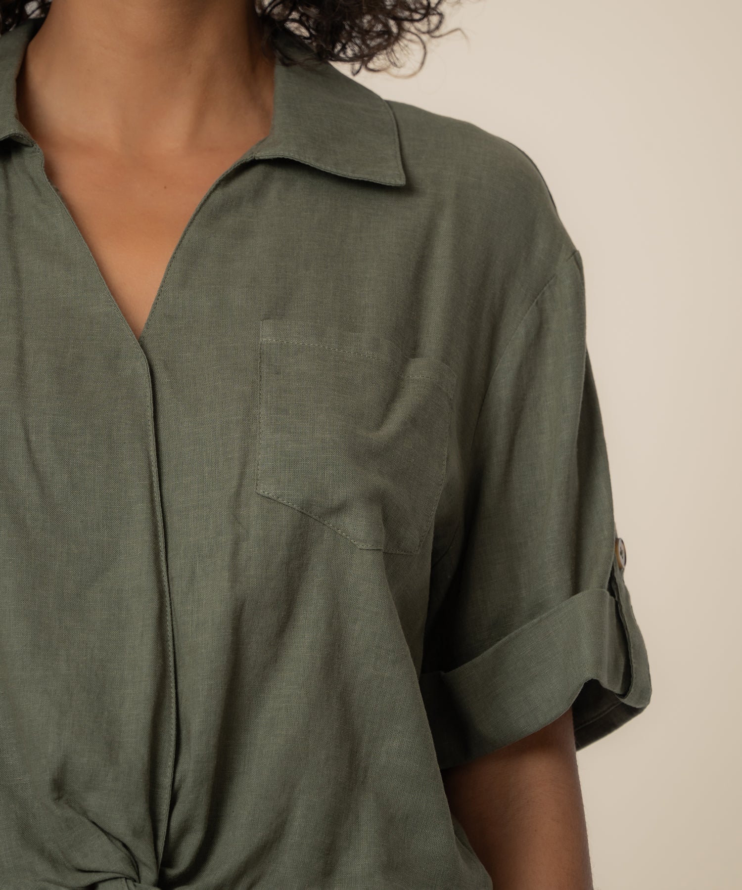 Rebel Linen Knot Front Shirt - Image 4