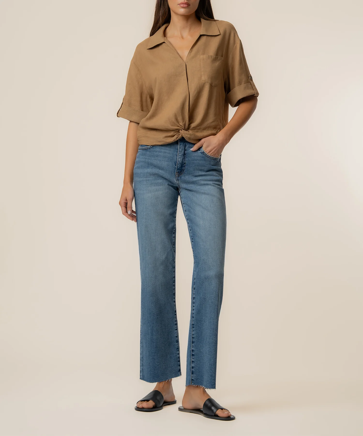 Rebel Linen Knot Front Shirt
